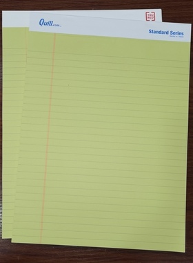 legalpad美式拍纸黄色分栏上翻竖翻易撕学生草稿纸A4笔记记事本子