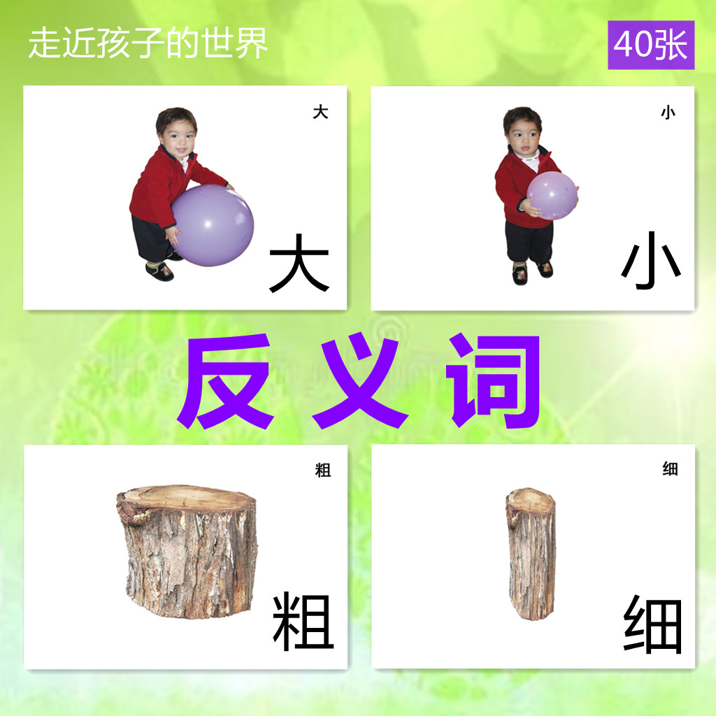 反义词卡片 自闭症儿童语言发育康复训练益智孤独症干预教具玩具
