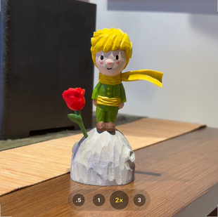 小王子玫瑰花 木雕小摆件车载装饰可爱治愈系办公室书桌摆放装饰