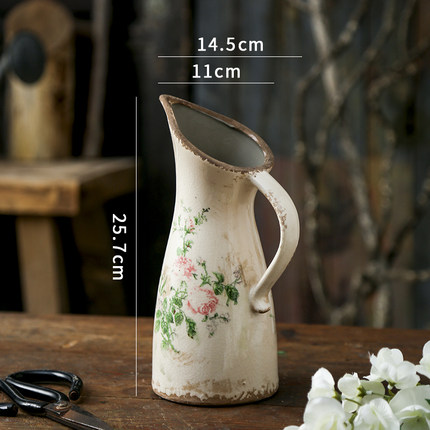 北欧田园风格陶瓷花瓶创意复古做旧家居园艺摆件餐桌干花水培器皿