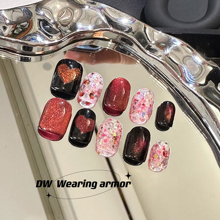 【DW轻奢Nail】树莓甜心 猫眼小众穿戴甲亮片假指甲手工定制短