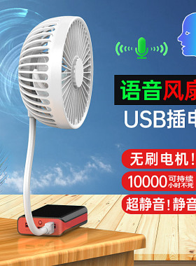 新款Ai语音USB小风扇直插无刷电机静音大风力桌面散热厨房
