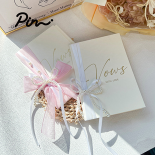 婚礼誓言卡高级手作订婚新郎新娘结婚宣誓致辞手卡粉色ins誓词书