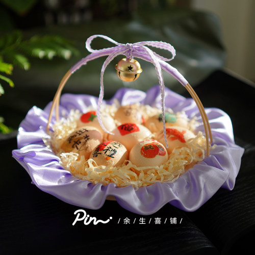新中式宝宝周岁抓周鸡蛋篮