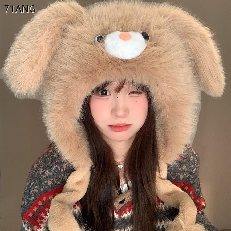 耳朵会动的帽子女秋冬季
