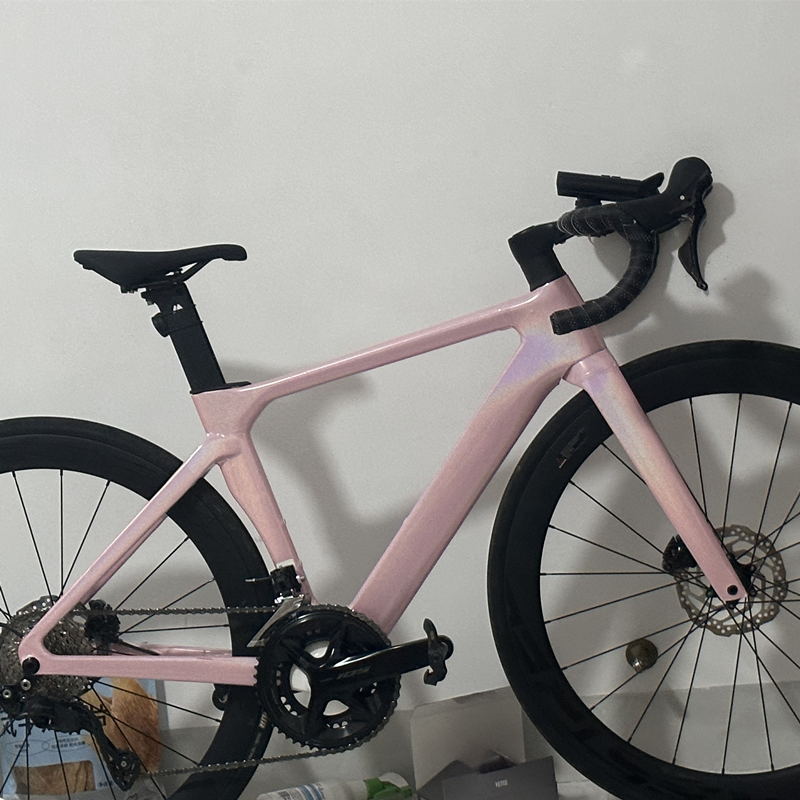 公路车七彩镭射粉贴膜 儿童单车水晶樱花粉改色膜 自行车防水贴膜