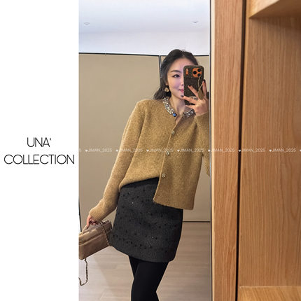 【吉满】自制款重工定制手工彩钻羊毛混纺加厚毛衣开衫JM3037