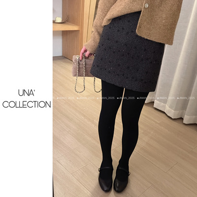 小香风羊毛呢半身裙欧版钉