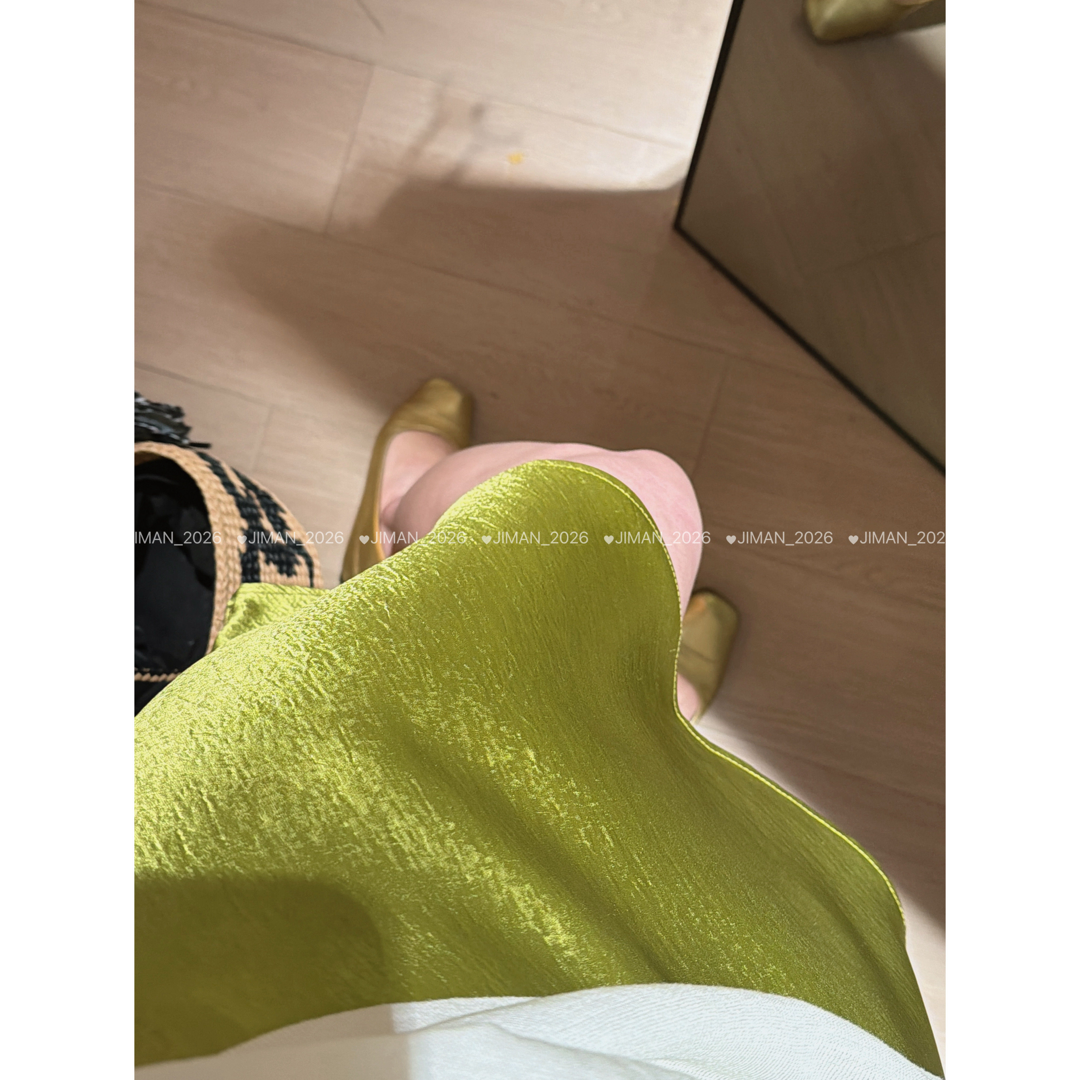 【吉满】冰萃青提/摁头种草高腰百搭缎面感松紧腰半身裙3123