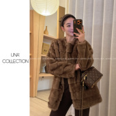 吉满 巴黎中古 自制款 横排尖染圆领中长款 环保毛毛短外套JM302