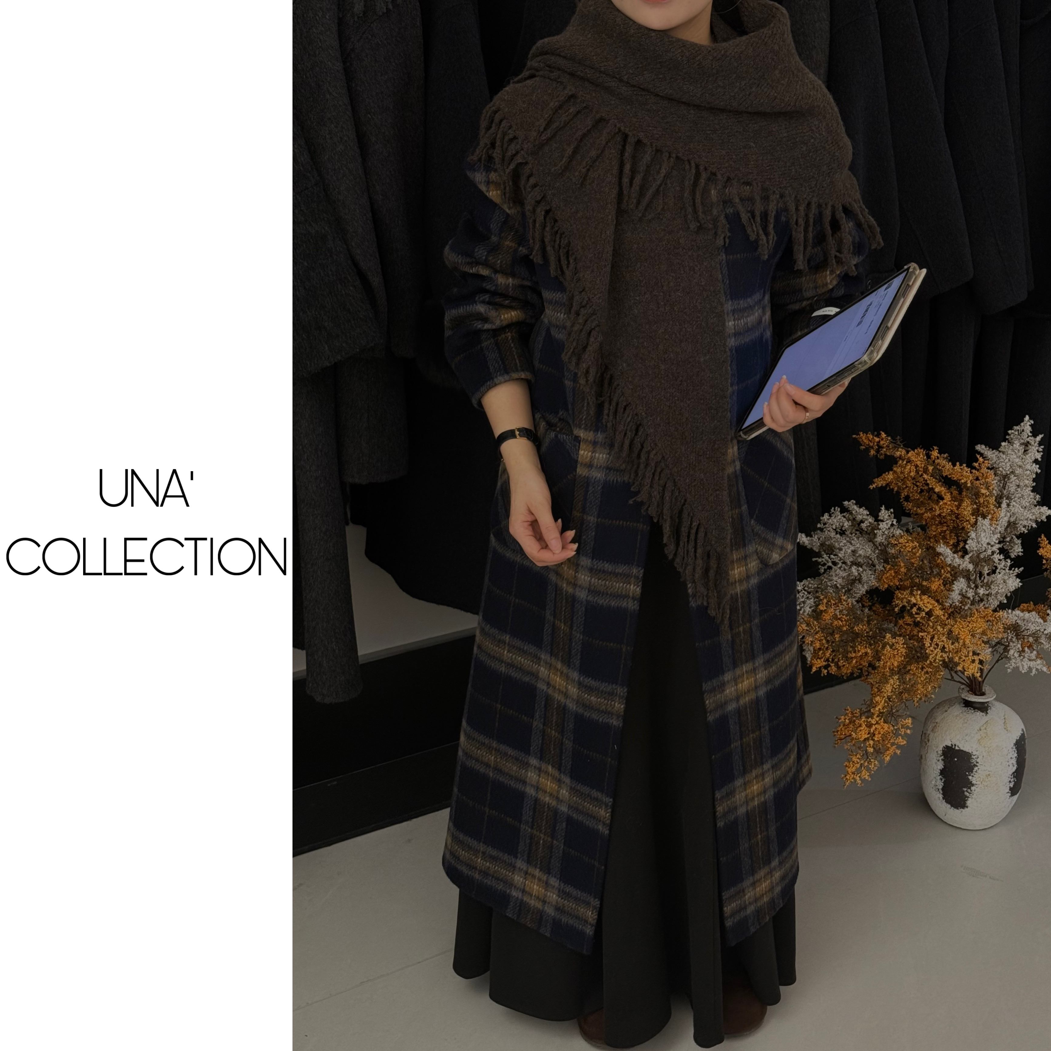 【吉满】欧版长驼圆领长款双面羊毛大衣流苏披肩JM2973