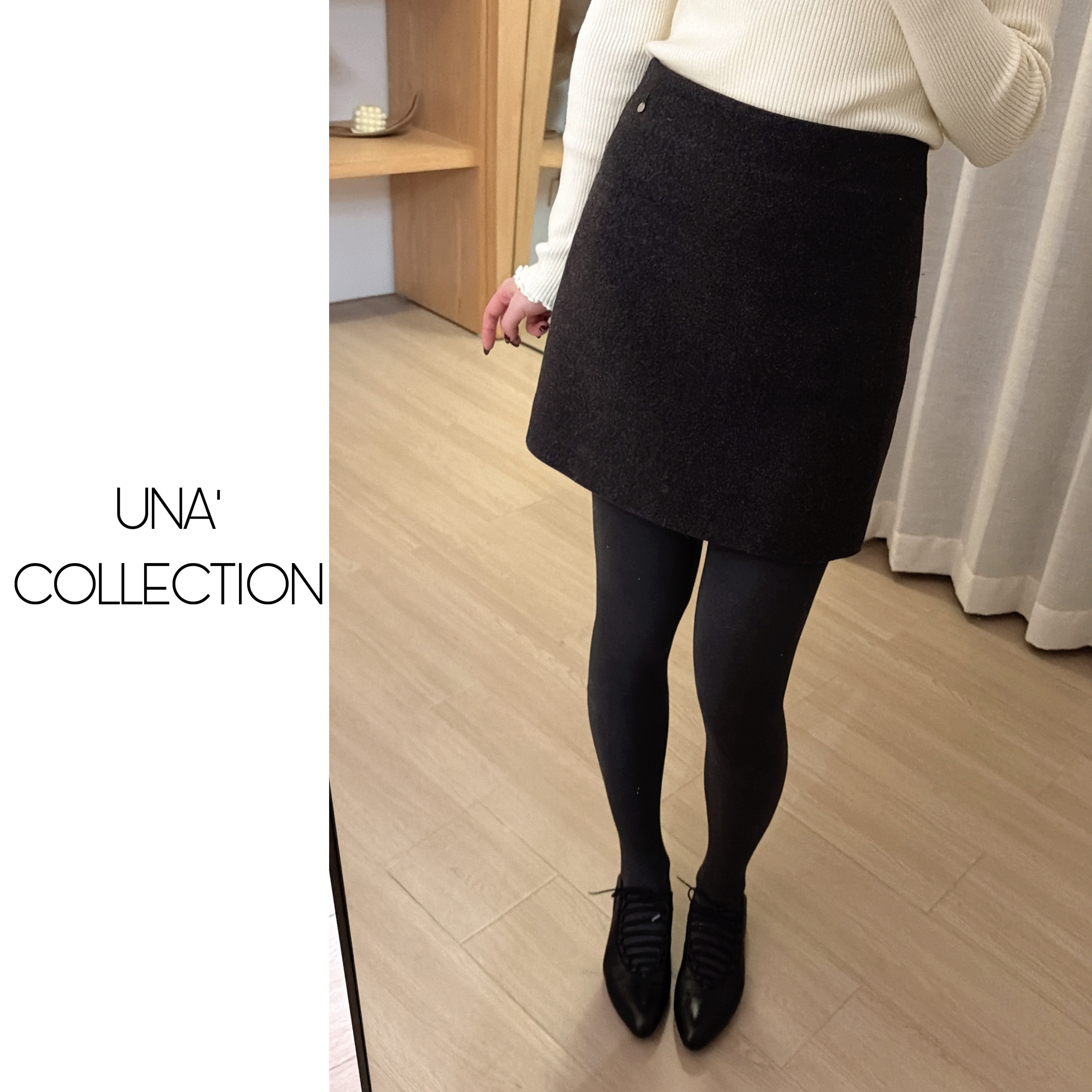 【吉满】韩系百搭A字高腰毛呢短裙JM3005