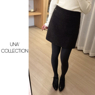 韩系百搭A字高腰毛呢短裙JM3005 吉满