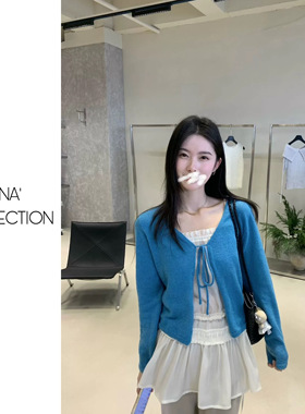 【吉满】韩系温柔风叠穿绑带软糯羊毛混纺针织开衫JM3093
