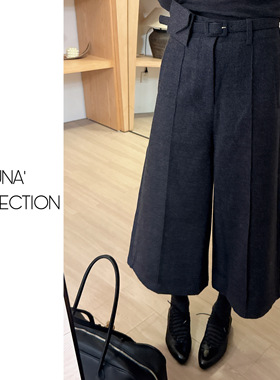 【吉满】欧版简约设计感中线直筒阔腿八分毛呢裤JM2899