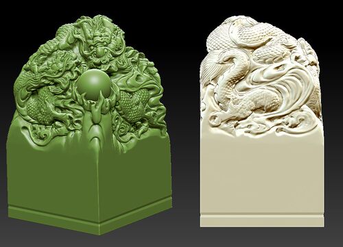 圆雕图 三维立体图 STL，OBJ   龙印G