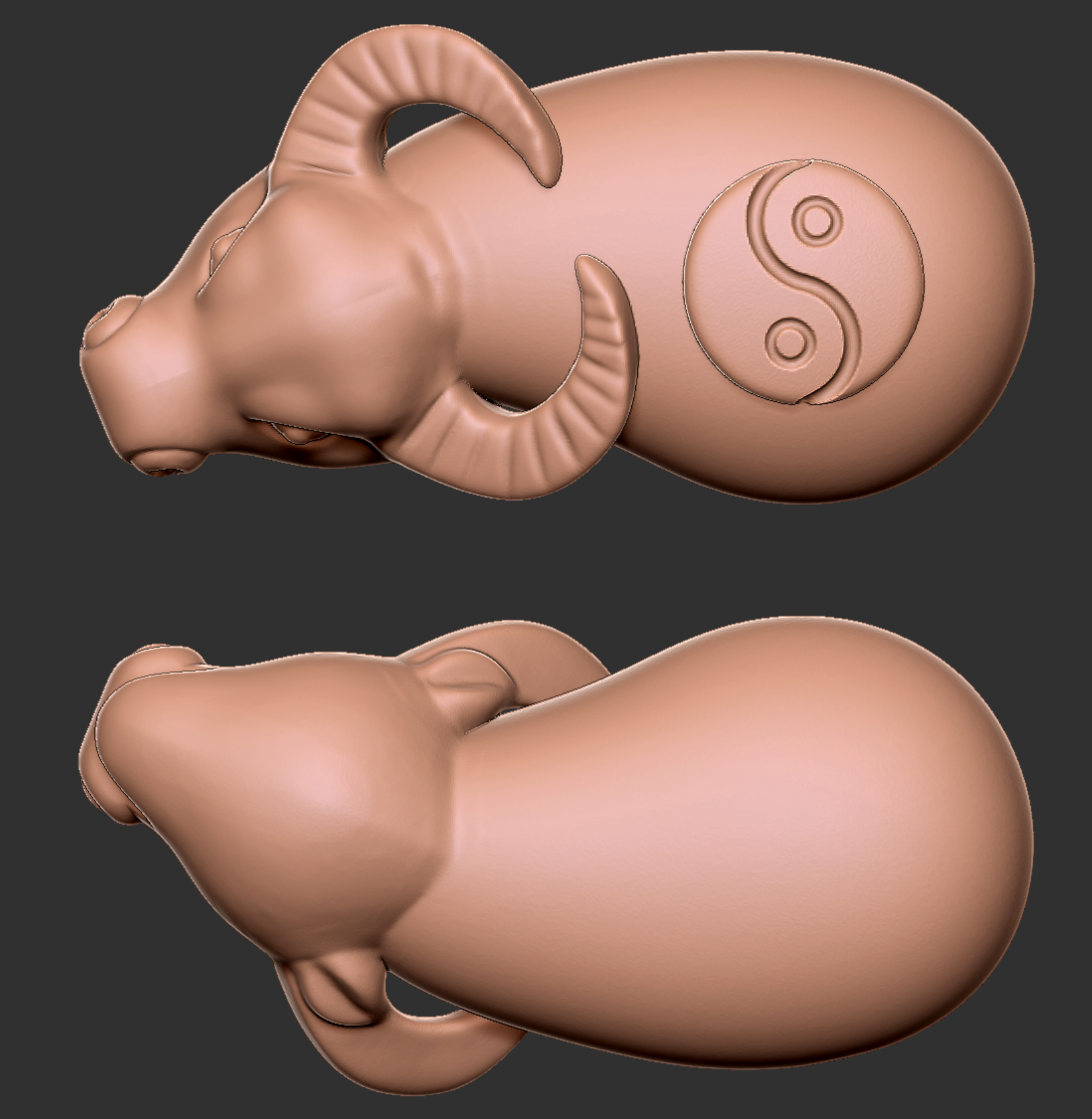 圆雕图 精修三维立体图 stl和obj格式  牛转乾坤