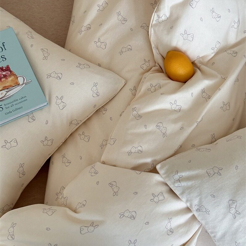 A类纯棉针织棉兔子儿童被套床单枕套四件套全棉天竺棉被罩床品