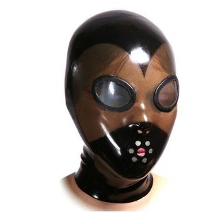 新款高档手工定制高端乳胶头套 拼色乳胶衣面具含眼镜片款