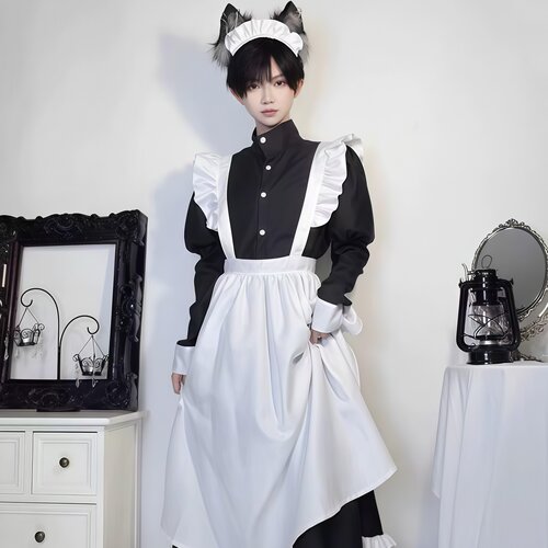 女仆装大码长款男穿男装大佬洛丽塔动漫COS女佣服Cosplay男仆装