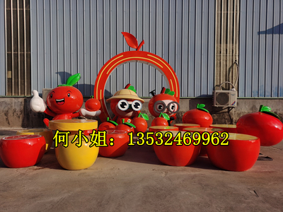 桔园采摘节大型桔子雕塑玻璃钢卡通蜜桔娃娃雕像水果橙子摆件定制