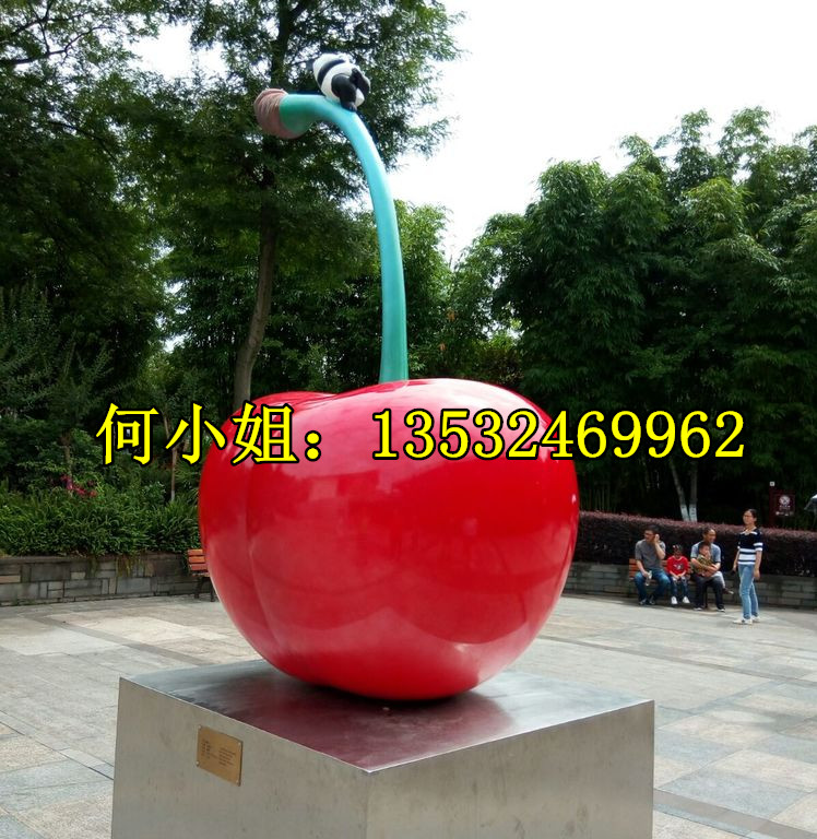 水果文旅景区定制大型樱桃造型雕塑玻璃钢仿真车厘子桃子模型雕像