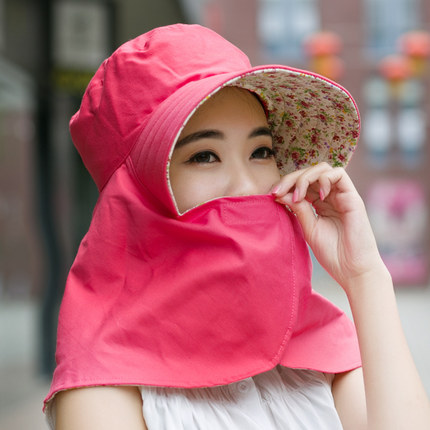 夏天女遮阳帽防紫外线太阳帽骑车帽大檐防晒遮脸帽子布帽 采茶帽
