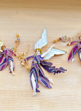 lunch at the ritz美国vintage西洋古董首饰紫色水钻灵动耳夹胸针