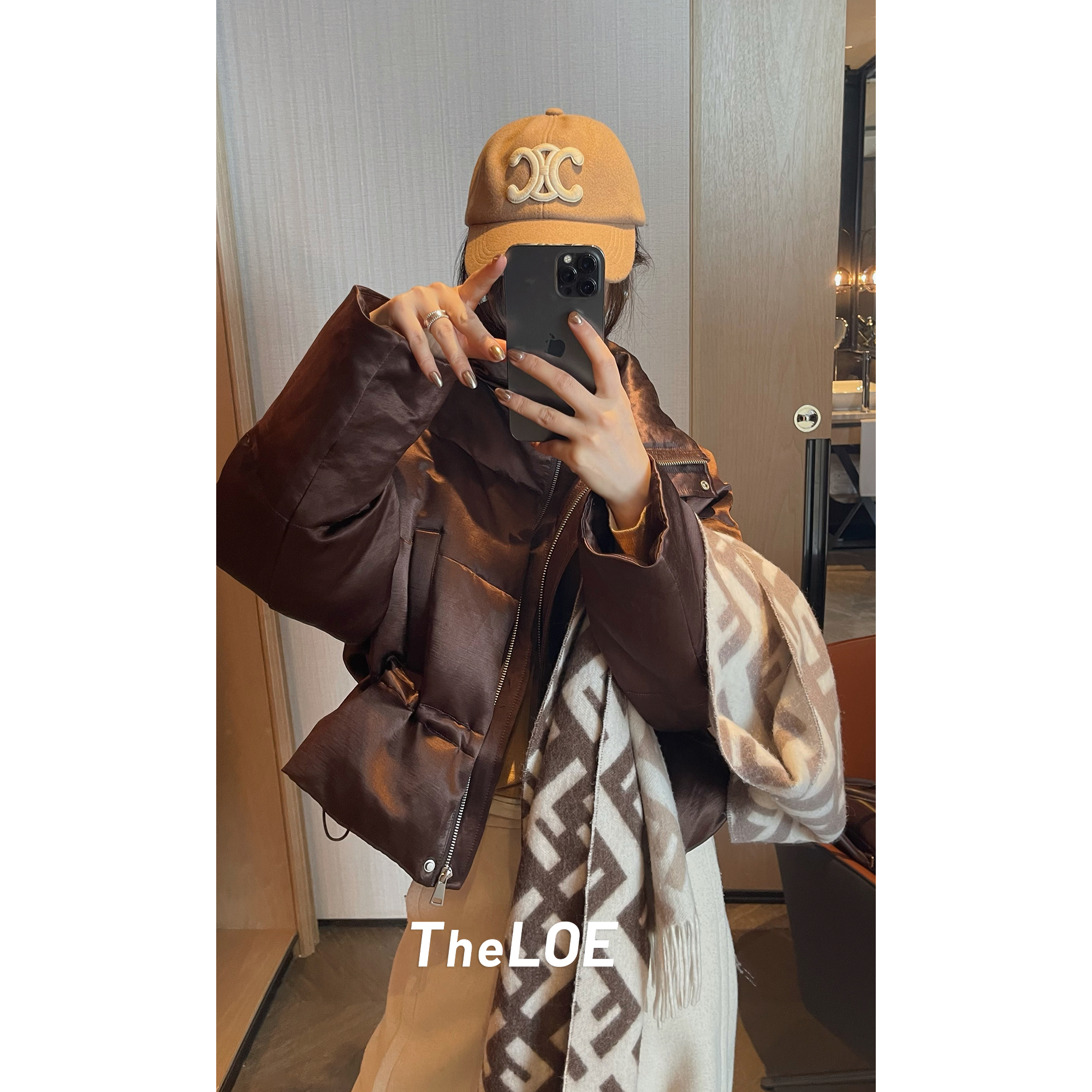 骆衣衣TheLOE/90白鹅绒桑蚕丝立领时尚减龄鹅绒服