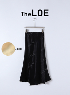 骆衣衣TheLOE/气质鎏金高定显贵100醋酸黑色长裙女夏优雅百搭半裙