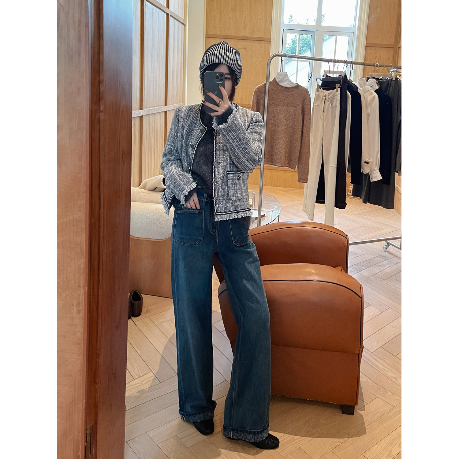 骆衣衣TheLOE/棉质重工水洗百搭休闲简约高级感高腰牛仔裤