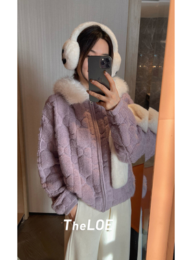 骆衣衣TheLOE/922g都市气质休闲减龄南瓜毛领极简外套