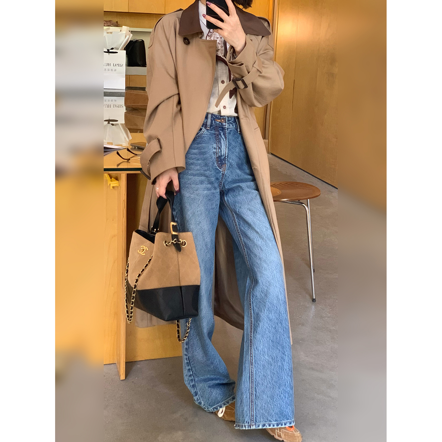 高腰宽松牛仔裤女百搭直筒裤