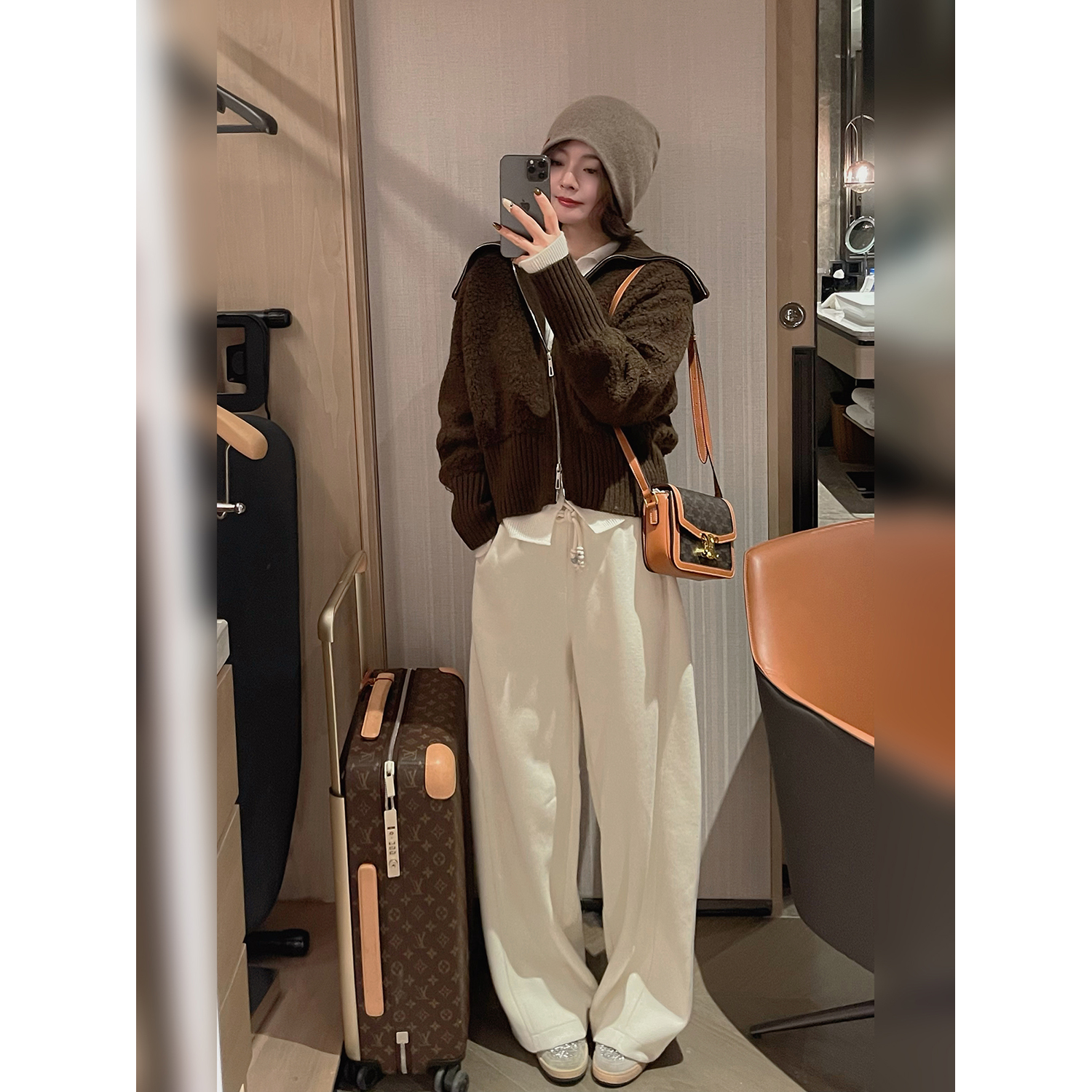 骆衣衣TheLOE/羊毛桑蚕丝极简百搭设计感抽绳松紧腰休闲长裤