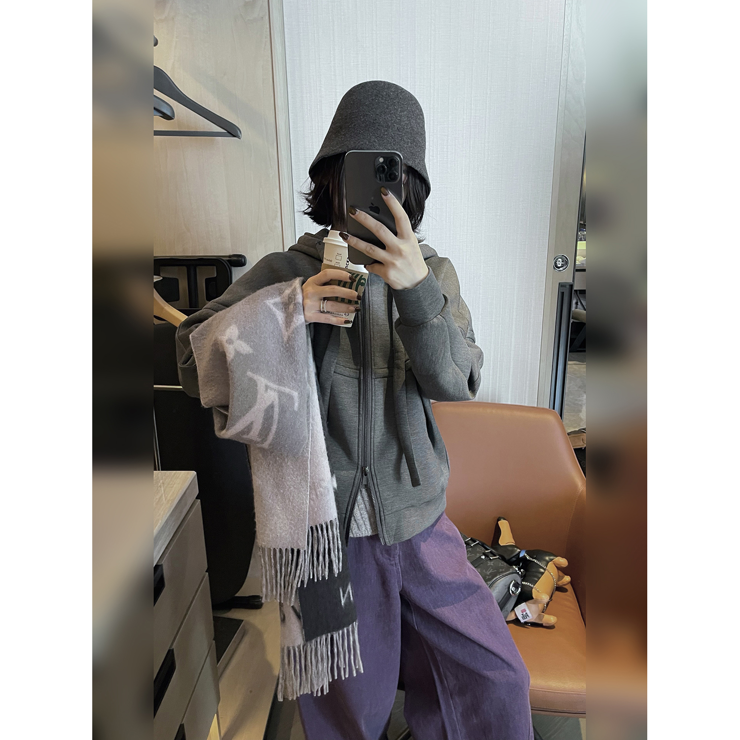 骆衣衣TheLOE/百搭宽松人棉拉链高级感简约连帽外套