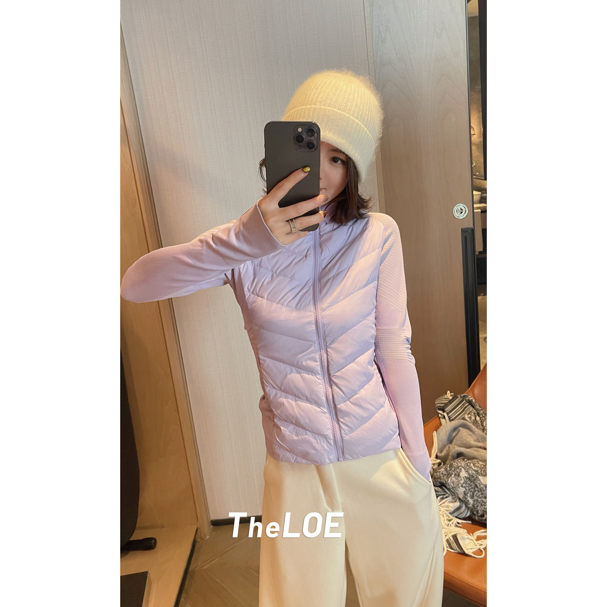 骆衣衣TheLOE/90鹅绒拼接针织百搭时尚休闲羽绒服