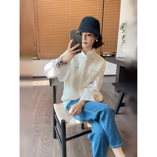 外穿 百搭圆领亮片高级感针织开衫 骆衣衣TheLOE 百分百羊毛无袖