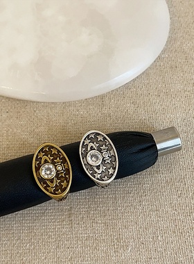 小众感做旧星球星星椭圆开口戒指女个性时尚气质百搭指环戒子