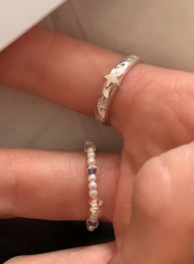 轻奢复古珍珠星星戒指女精致优雅个性独特小众时尚百搭指环戒子