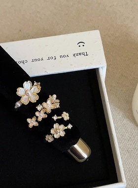 轻奢设计感锆石珍珠花朵戒指女温柔甜美精致时尚独特百搭指环戒子