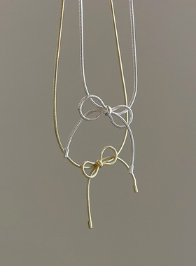 甜美蝴蝶结蛇骨项链女简约精致优雅时尚个性气质百搭颈链锁骨链