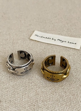 中古风做旧星球金属开口戒指女小众设计感个性时尚气质百搭指环戒