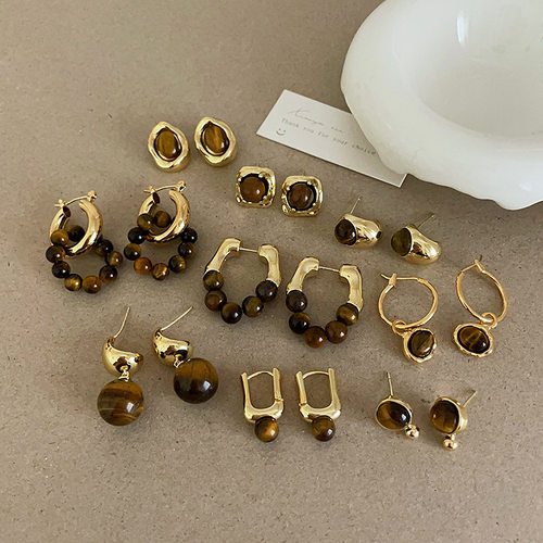 不规则哑光金属爱心耳钉女韩国小众复古个性简约百搭气质耳环耳饰