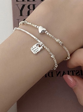 小众设计感不规则金属碎银子爱心手链女韩国个性简约百搭气质手镯
