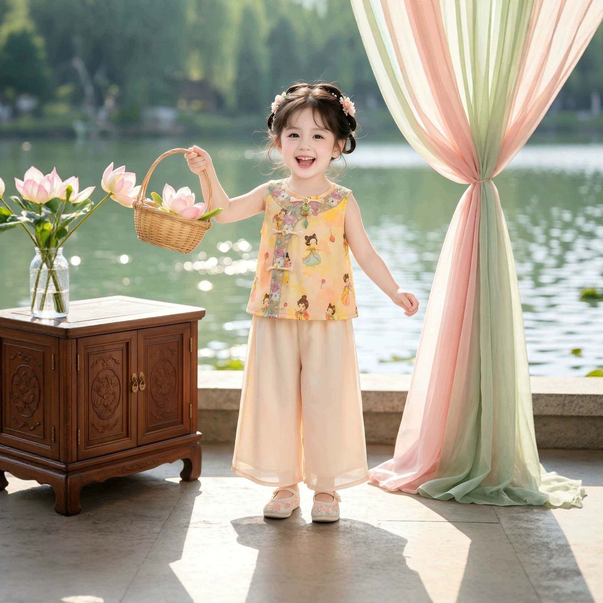 实拍测款】儿童夏装新款女童无袖汉服