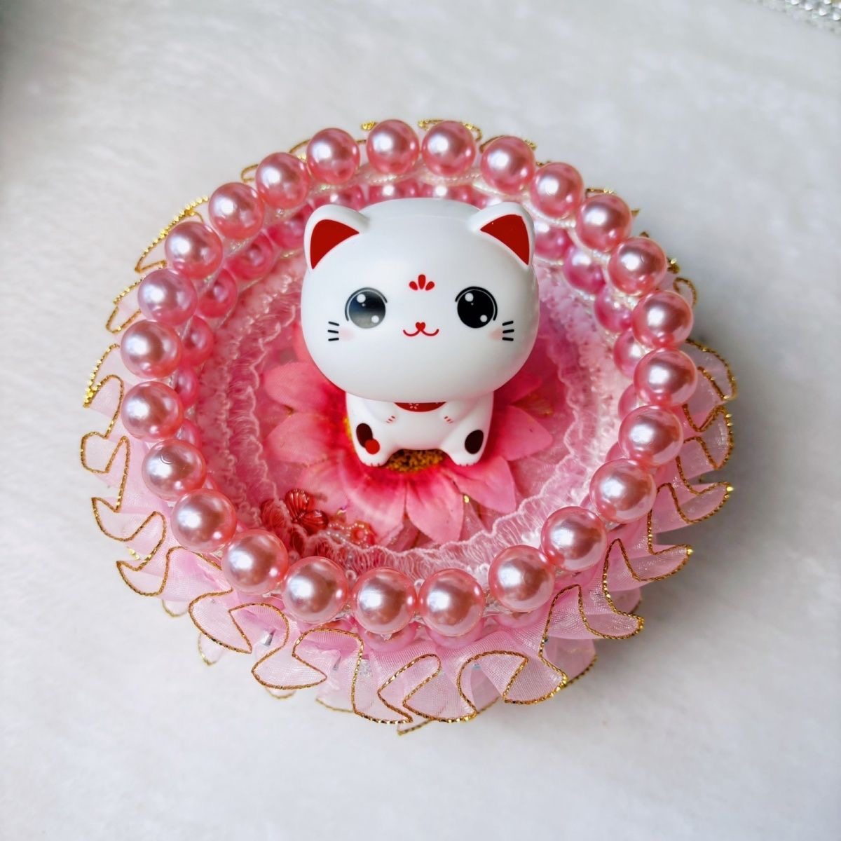 手工diy编织材料包创意可爱招财猫窝摆件套装手工diy桌面摆件材料