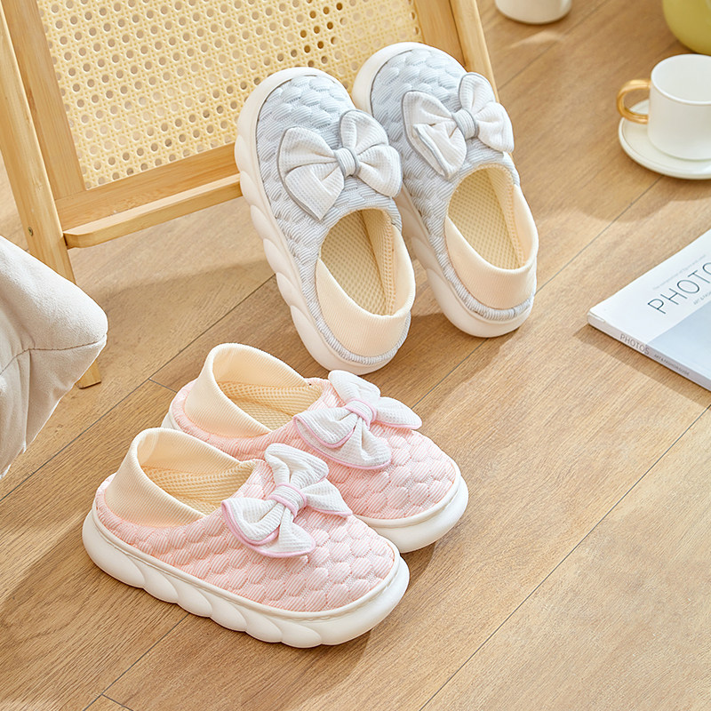 月子鞋春秋季厚底包跟透气棉拖鞋