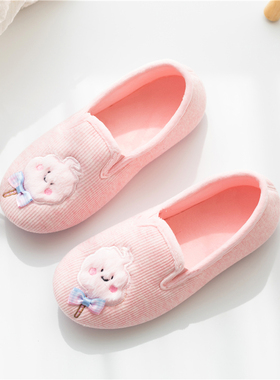 月子鞋春秋季可爱包跟保暖家用棉拖鞋女秋冬天防滑静音地板毛毛鞋