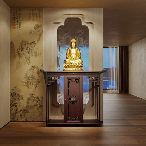 新中式玄关桌家用入户供台摆件供奉佛台供桌香案古风条案带门桌子