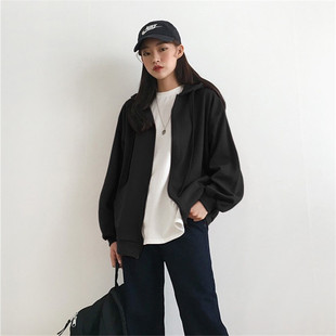 外套韩版 奥特莱斯清仓捡漏薄款 拉链开衫 卫衣连帽女2024秋季 宽 新款